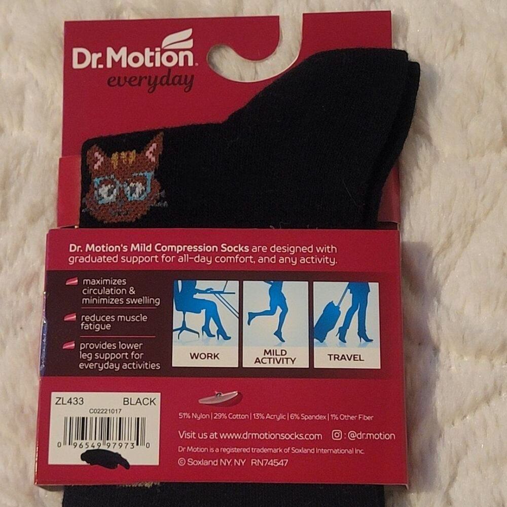 Dr Motion Cats In Glasses Mild Compression Knee Socks Size 9-11 Shoe 4-10 New - Picture 8 of 10